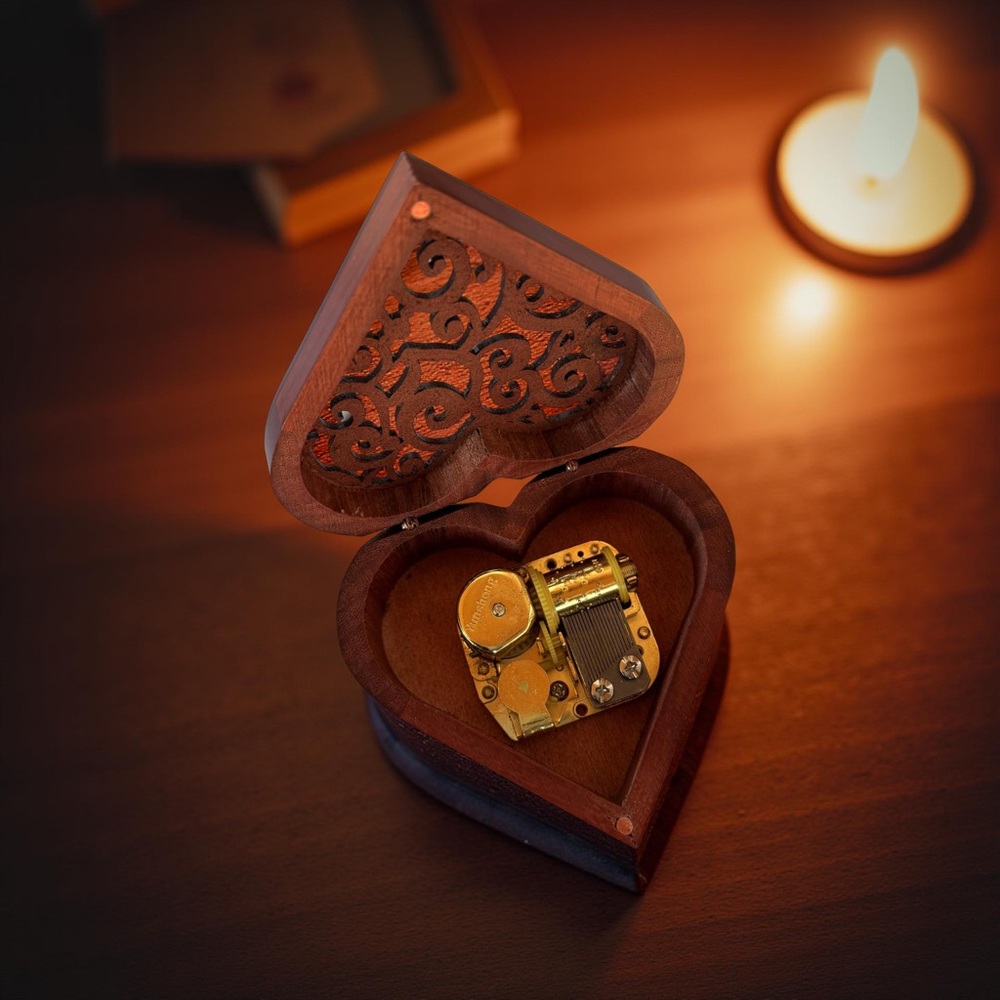 “Happy Birthday” Heart-Shaped Wooden Music Box
